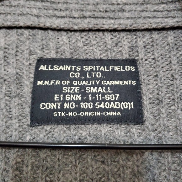 AllSaints Spital Fields Alpaca Blend Gray Cardigan - Picture 2 of 6